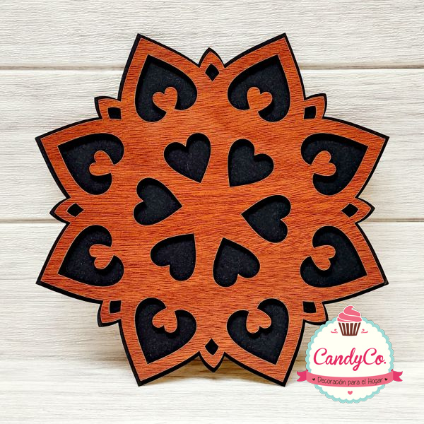 Flor mandala de madera para colgar en la pared - Mandala