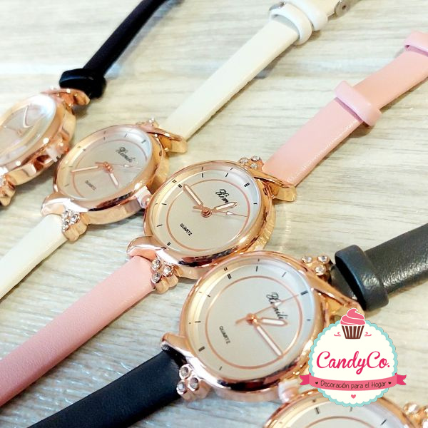 Reloj Pulsera de Mujer con C rculo Dorado y Strass