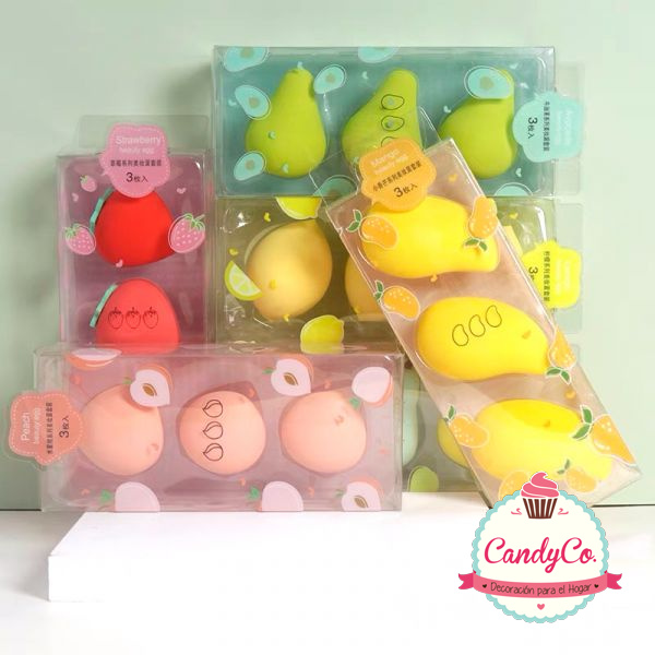 Set de Esponjas para Maquillaje con Forma de Fruta X3 en CandyCo Tienda Online Set de Esponjas para Maquillaje con Forma de Fruta X3 en CandyCo Tienda Online