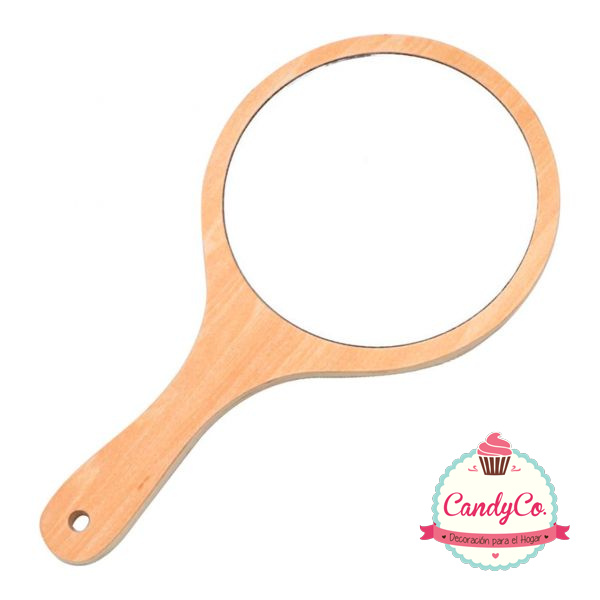 Espejo de Mano de Madera Redondo en CandyCo Tienda Online