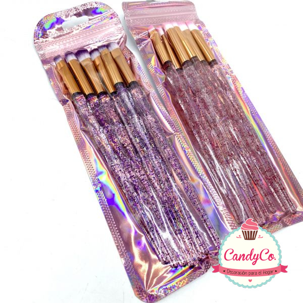 Set de Brochas de Maquillaje X7 con Brillos